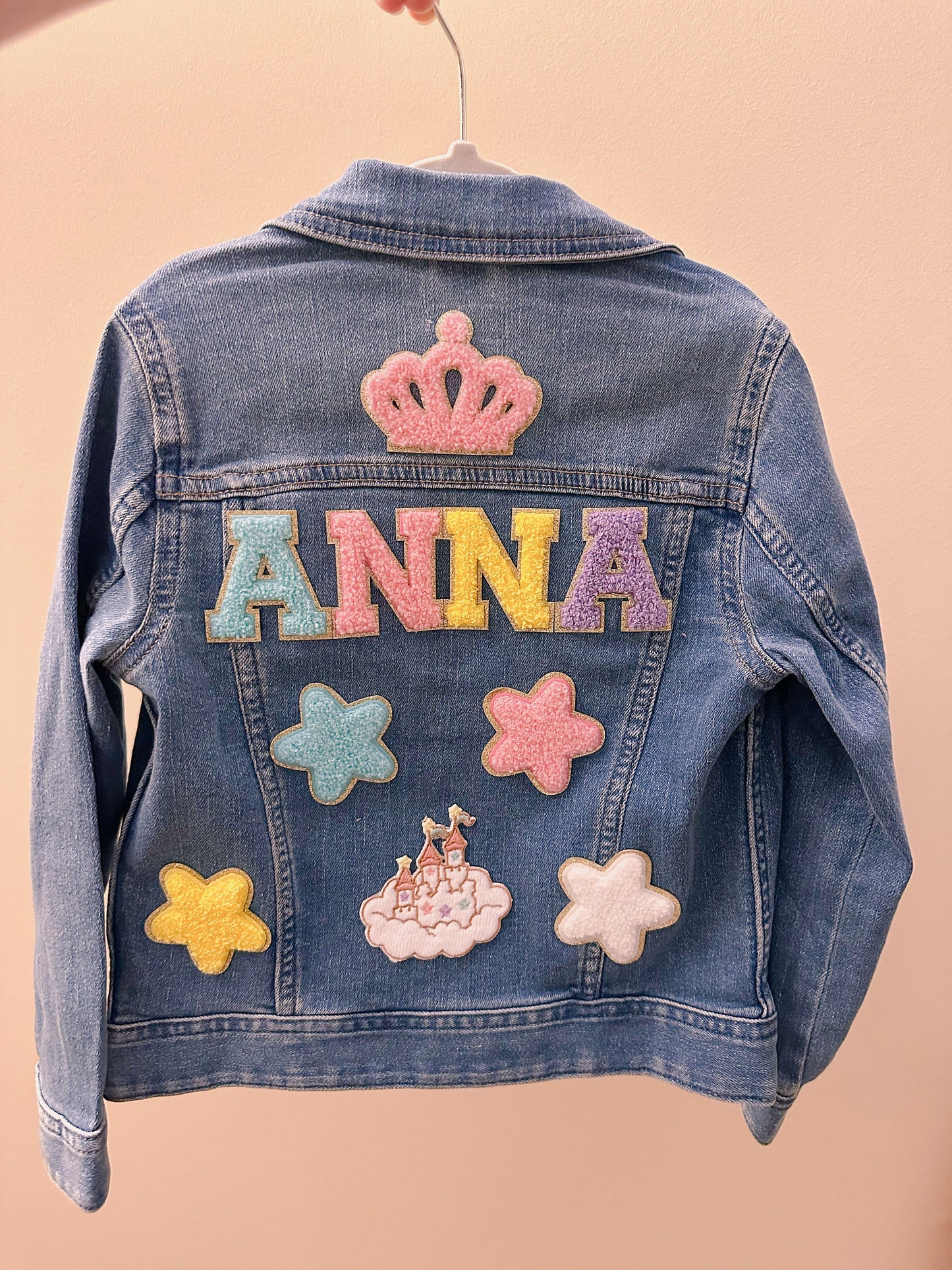 Personalized Kids Jean Jacket: Chenille Letter Patches, Christmass gift for kids