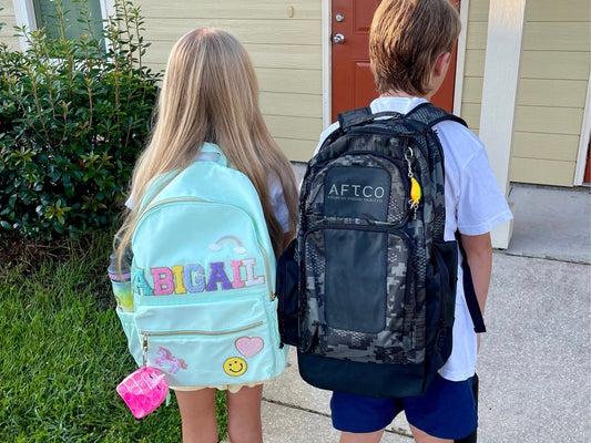 Custom Back to School Gift: 2-in-1 Personalized Backpack Set | Water-Resistant Nylon Bag with Insulated Lunch Box & Retro Patches
