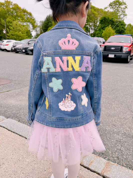 Personalized Kids Jean Jacket: Custom Patches & Letters; Gift for Children