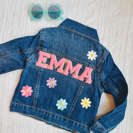 Personalized Kids Jean Jacket: Cherry Appliqu??, Custom Name