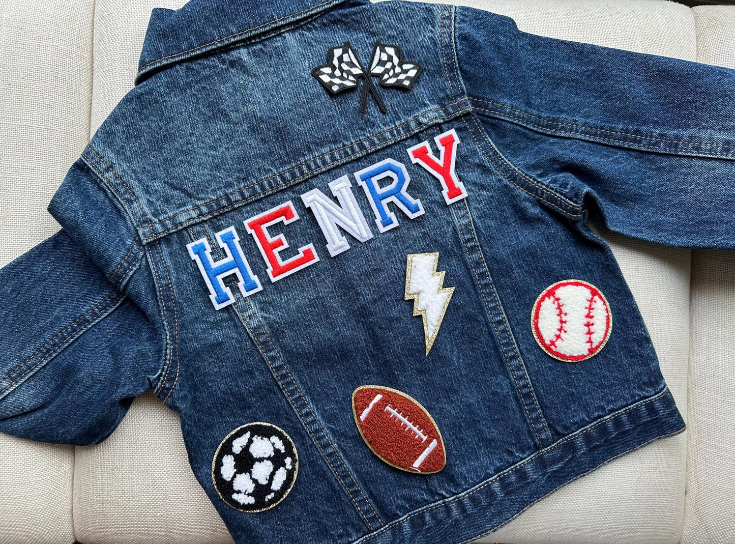 Personalized Kids Jean Jacket: Custom Name & Patches, Varsity Jacket
