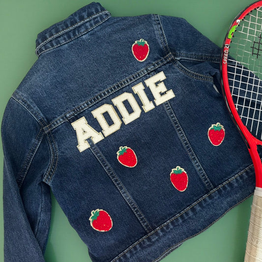 Personalized Kids Jean Jacket – Medium Wash (Custom Name & Patches)