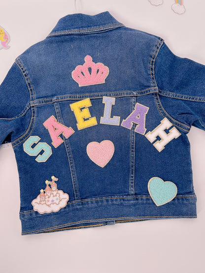 Personalizable Kids Jean Jacket with chenille patches - Medium Wash