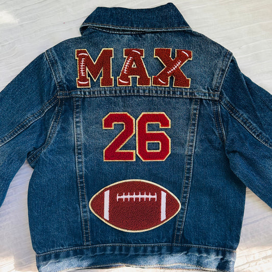 Personalized jean jacket for boys: gift for boy, Gameday outfit, 100 percent Cotton