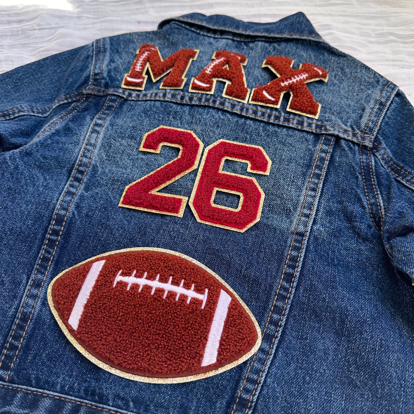 Personalized jean jacket for boys: gift for boy, Gameday outfit, 100 percent Cotton