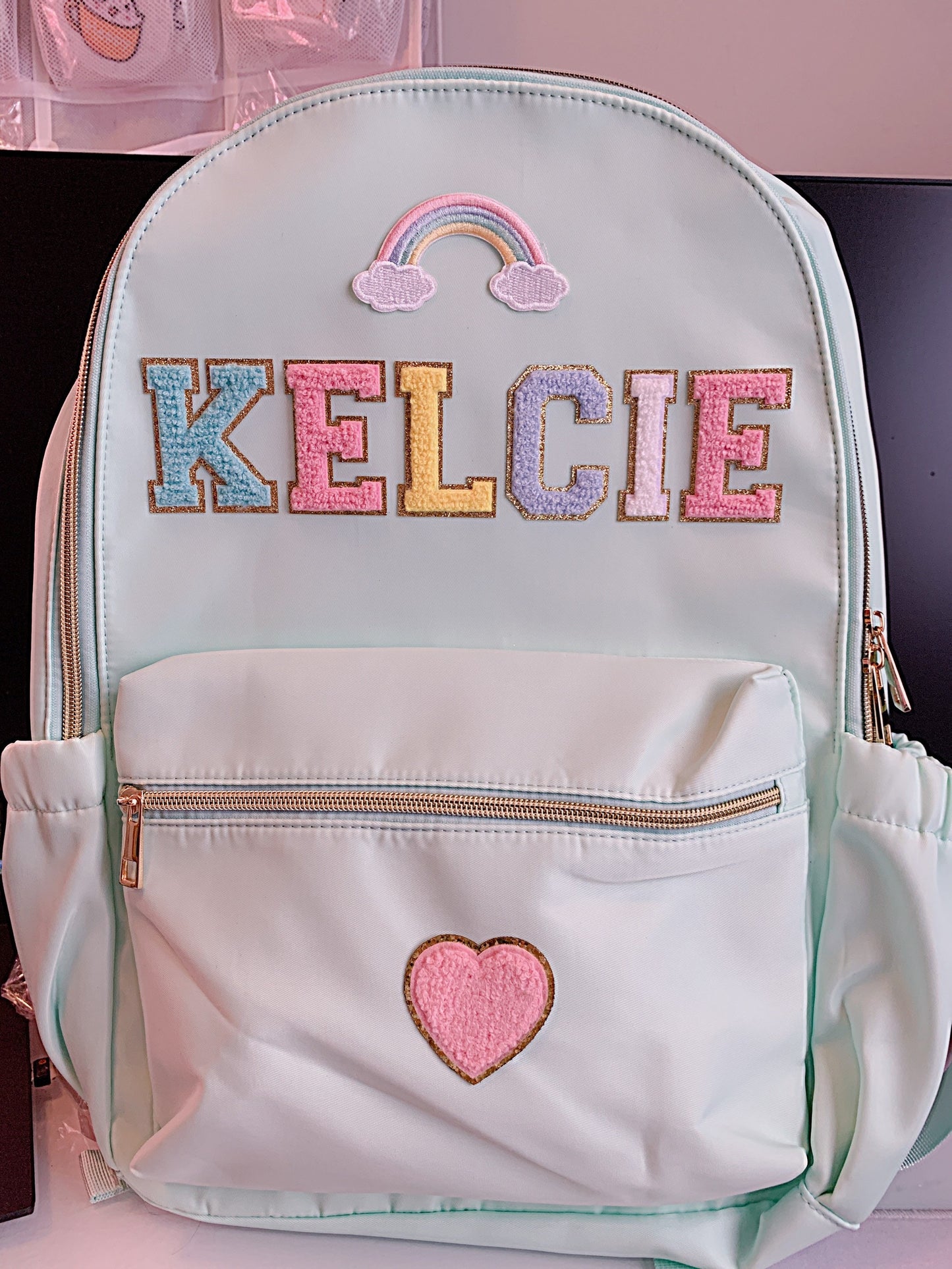 Personalized Nylon Backpack with Patches: Back to School Bookbag