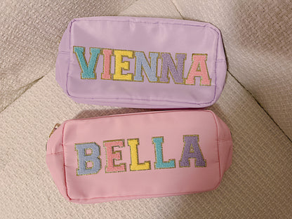 Personalized Makeup Bag: Nylon Cosmetic Pouch, Custom Name Gift