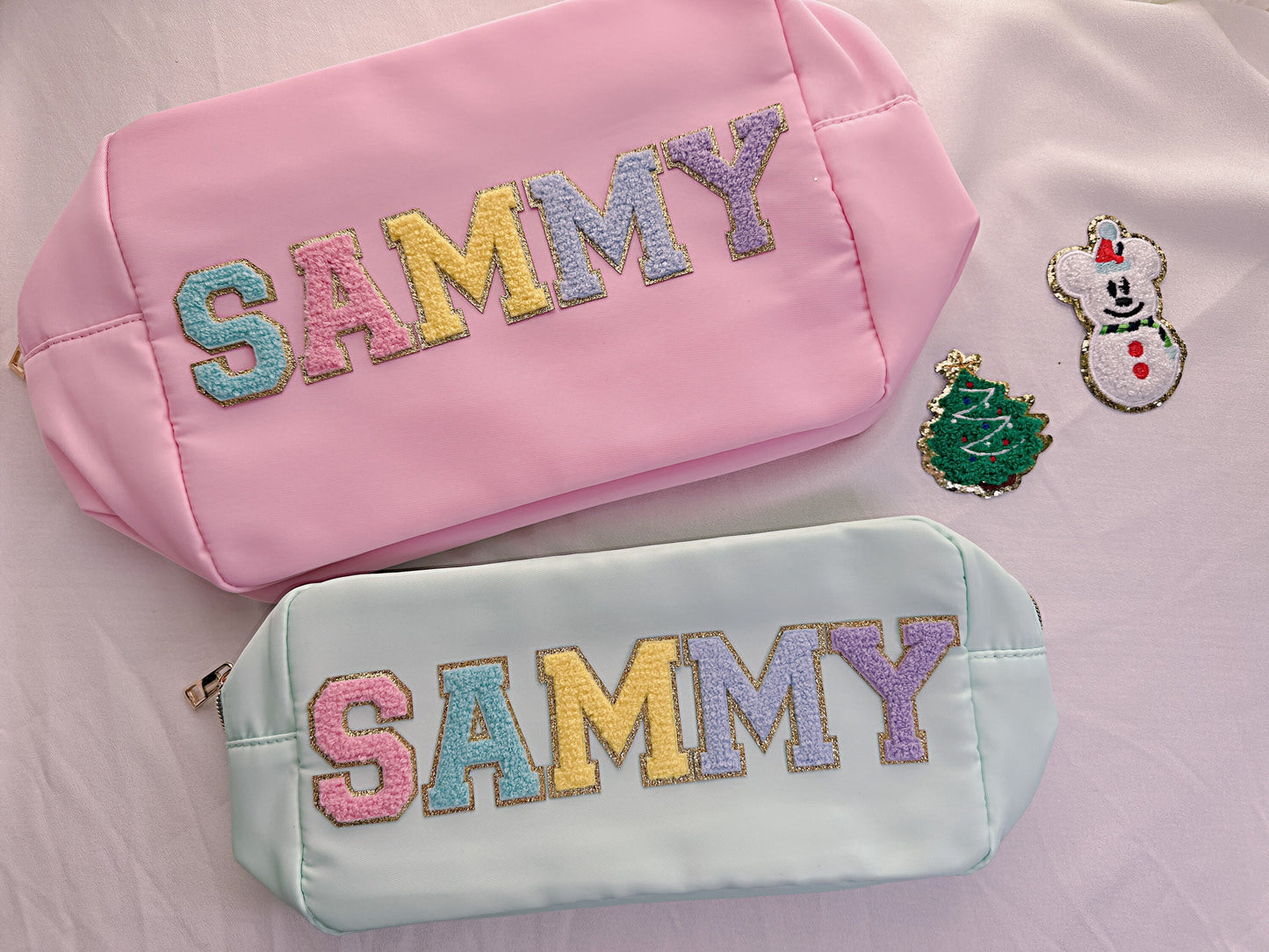 Personalized Makeup Bag: Nylon Cosmetic Pouch, Custom Name Gift