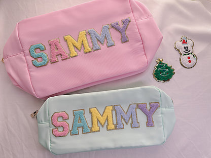 Personalized Makeup Bag: Nylon Cosmetic Pouch, Custom Name Gift