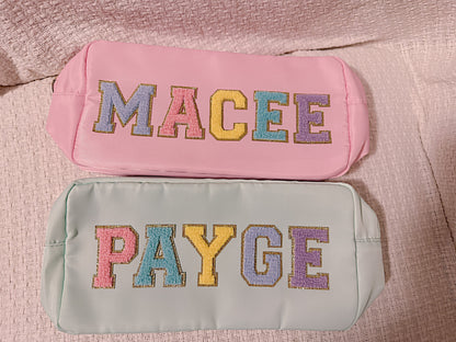 Personalized Makeup Bag: Nylon Cosmetic Pouch, Custom Name Gift