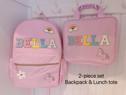 Personalized Nylon Backpack with Patches: Back to School Bookbag