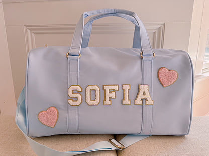 Personalized Kids Duffle Bag: Nylon Travel Bag with Patches