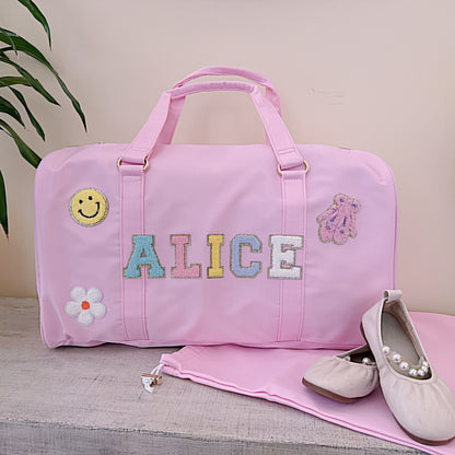 Personalized Kids Duffle Bag: Dance, Travel, Overnight - Includes 6 Free Patches