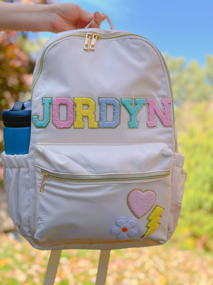 Personalized Kids Backpack: Custom Name Patches, School Bag Set