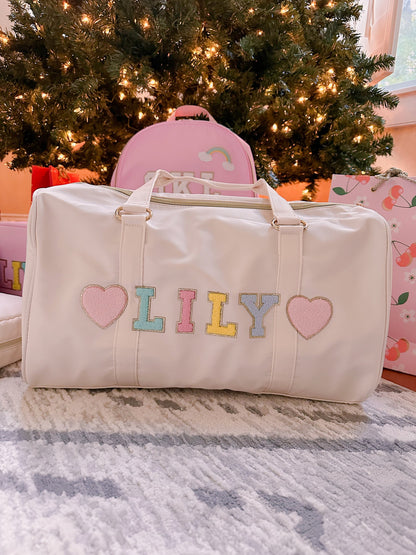 Personalized Kids Duffle Bag with Patches: Dance, Travel, Overnight Bag