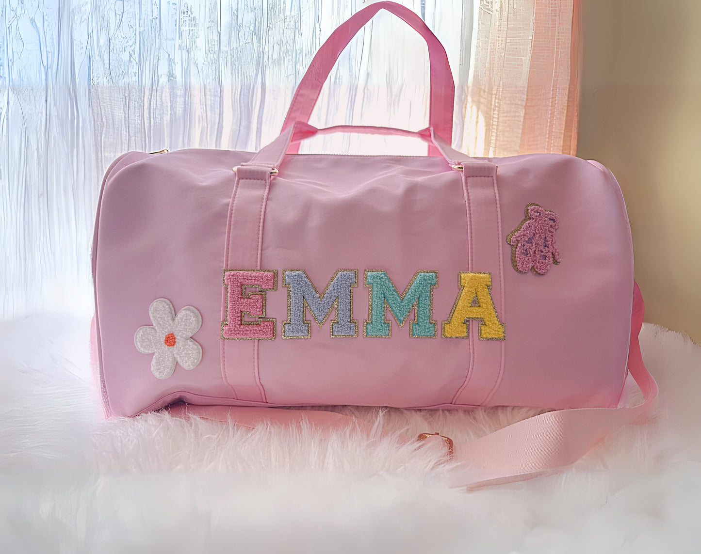 Personalized Kids Duffle Bag: Nylon Travel Bag with Patches