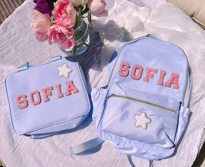 Personalized Nylon Backpack with Patches: Back to School Bookbag