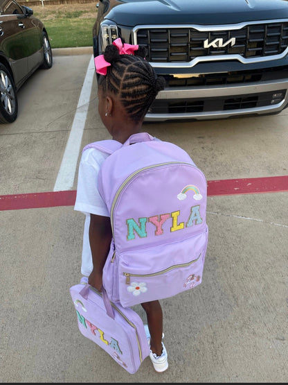 Personalized Nylon Backpack with Patches: Back to School Gift