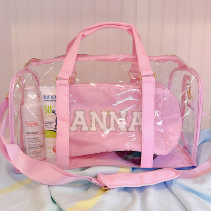 Personalized Clear Beach Duffle Bag: Waterproof Swim Tote, 3-Piece Set