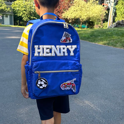 Personalized Nylon Backpack for Boys: Custom Name Patches, School Bookbag