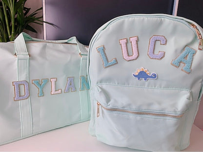 Personalized Nylon Backpack for Boys: Custom Name Patches, School Bookbag