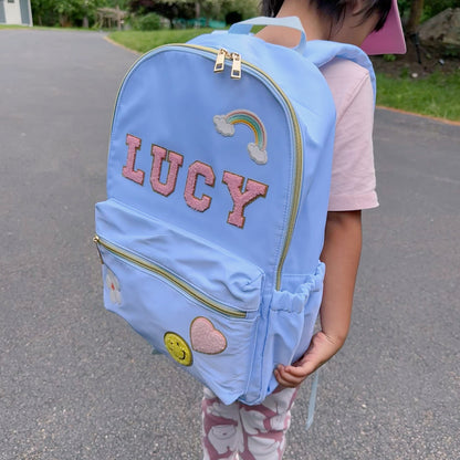 Personalized Kids Backpack: Nylon School Bookbag with Patches