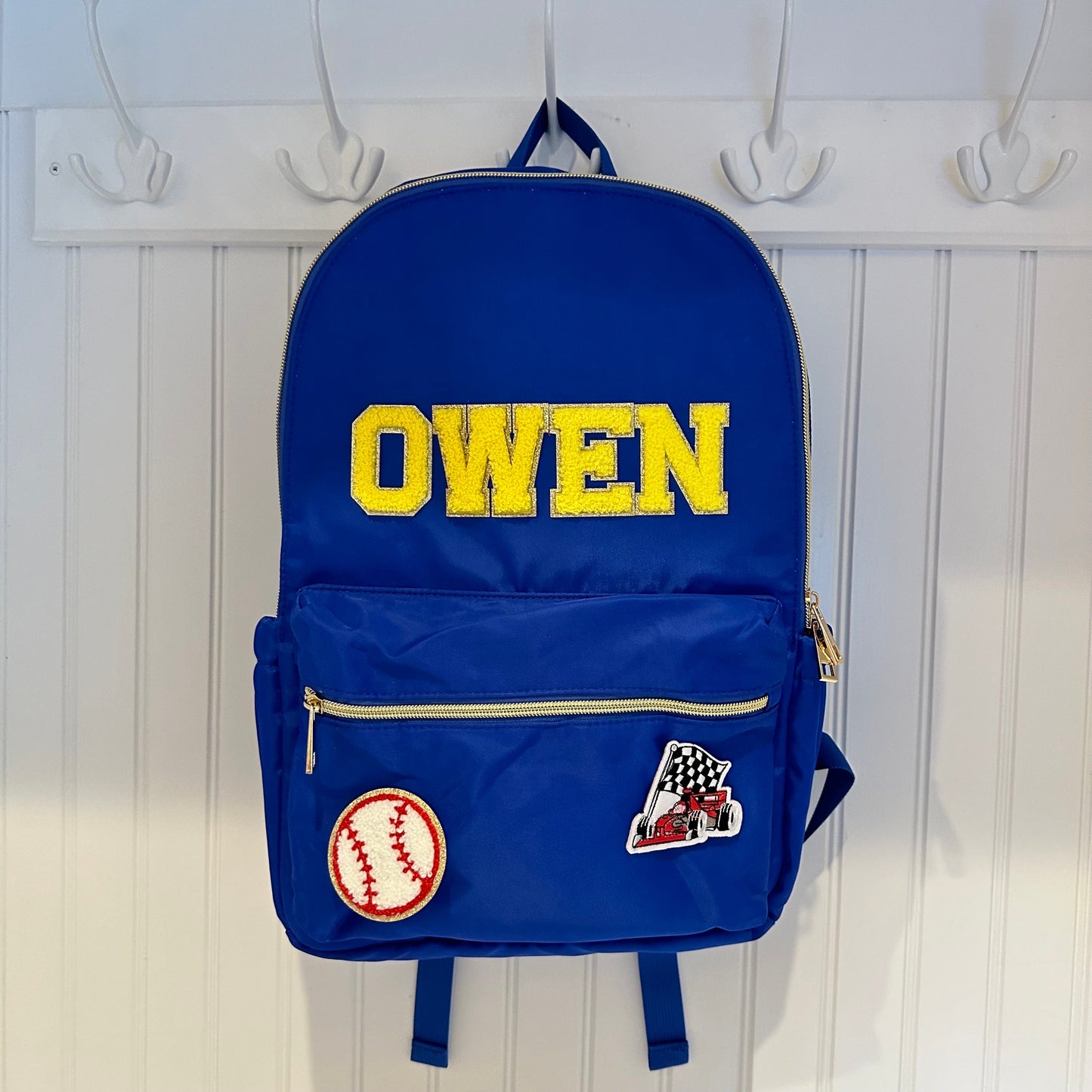 Personalized Nylon Backpack for Boys: Custom Name Patches, School Bookbag