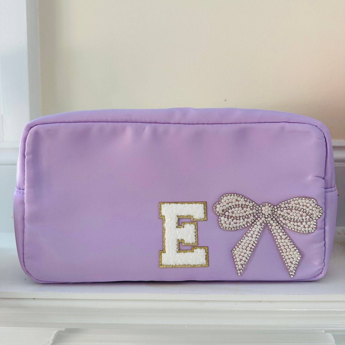 Personalized Nylon Makeup Bag: Custom Initial Pouch