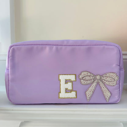 Personalized Nylon Makeup Bag: Custom Initial Pouch