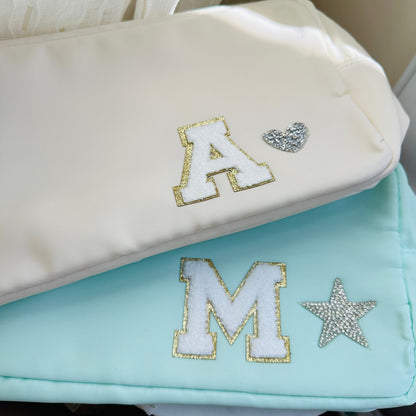 Personalized Nylon Makeup Bag: Custom Initial Pouch
