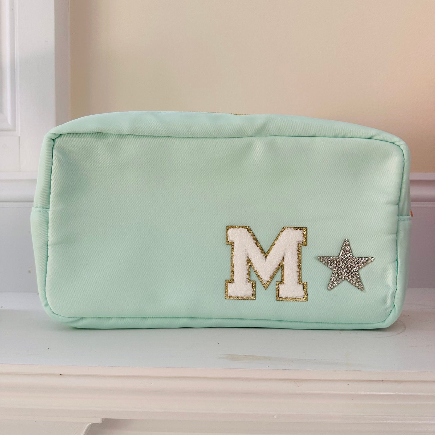 Personalized Nylon Makeup Bag: Custom Initial Pouch