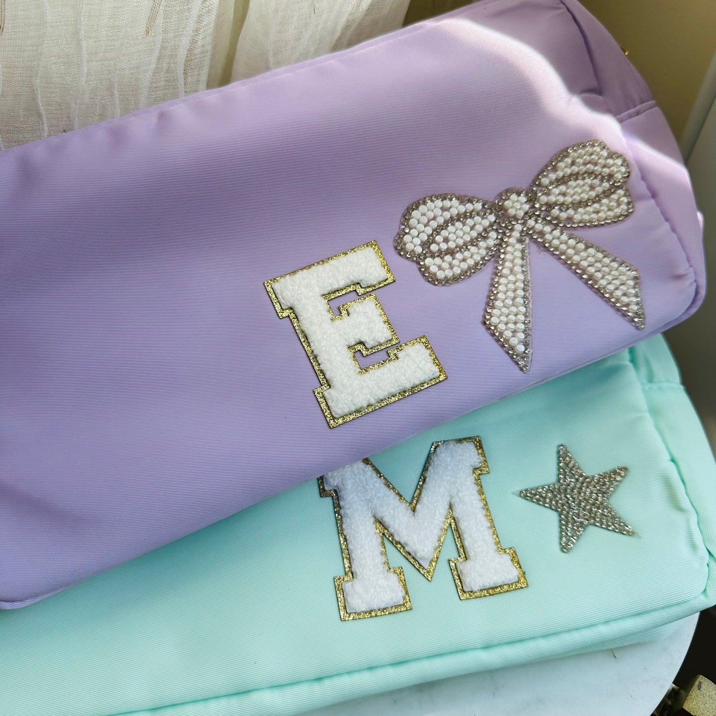 Personalized Nylon Makeup Bag: Custom Initial Pouch