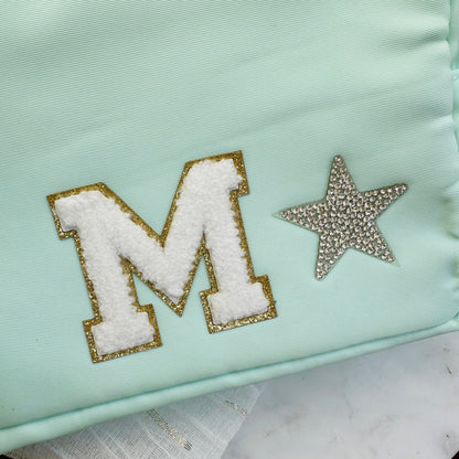 Personalized Nylon Makeup Bag: Custom Initial Pouch