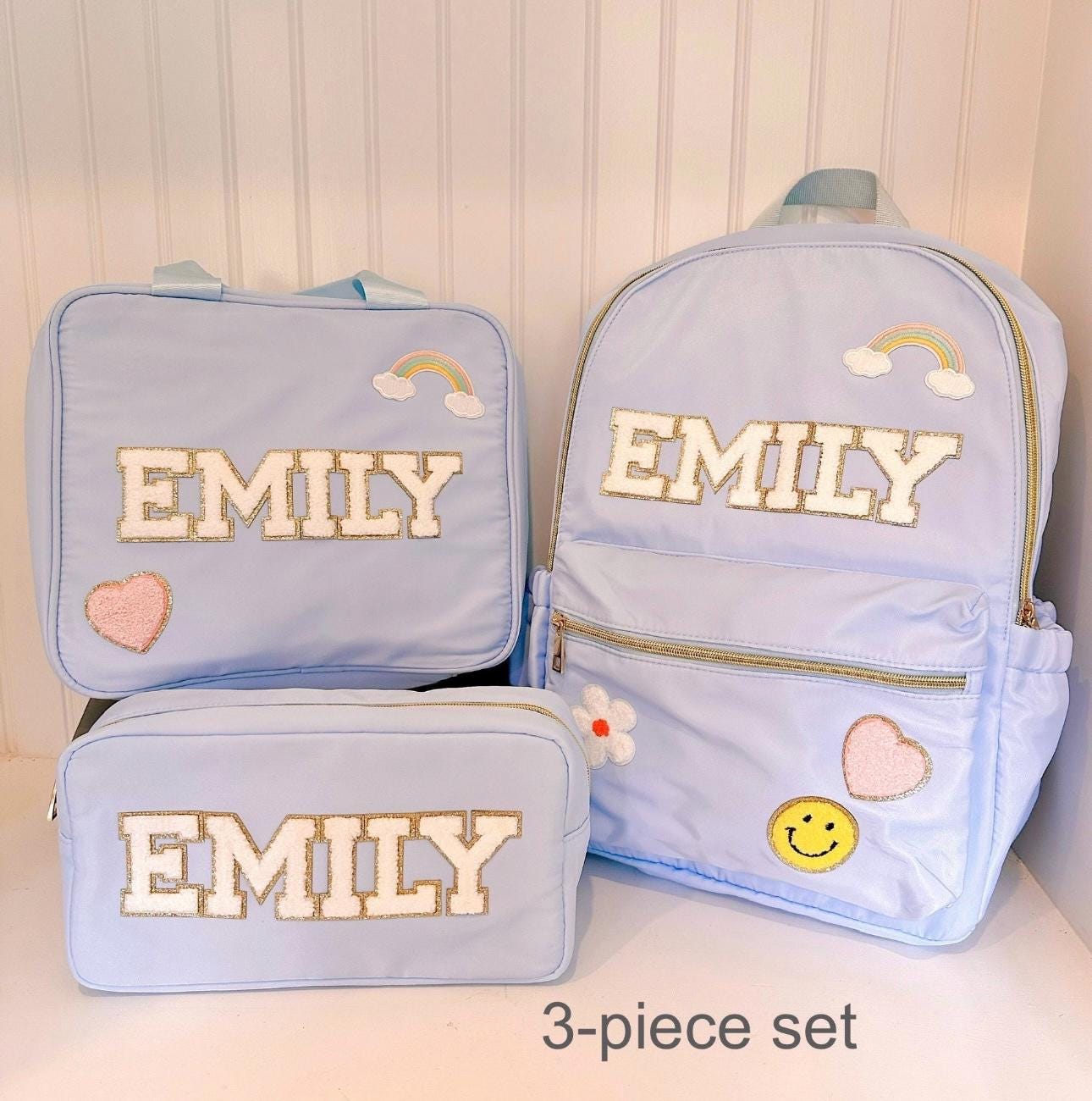 Personalized Kids Backpack: Custom Name Patches, School Bag Set