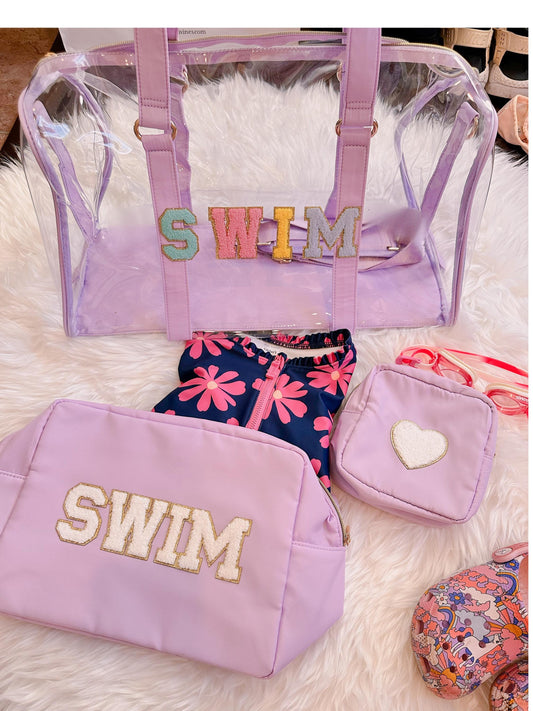 Personalized Clear Beach Duffle Bag: Waterproof Swim Tote, 3-Piece Set