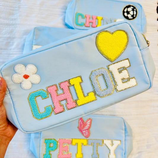 Personalized Nylon Travel Pouch: Custom Makeup Bag, Toiletry Bag