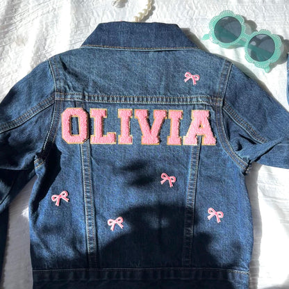 Personalized jean jacket with name | Girl Spring Outfit | Girl Clothing | Handmade | 100 percent Cotton
