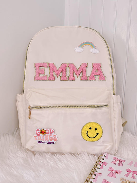 Personalized Kids Backpack: Nylon School Bag with Lunch Tote