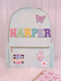 Custom Back to School Gift: 2-in-1 Personalized Backpack Set | Water-Resistant Nylon Bag with Insulated Lunch Box & Retro Patches