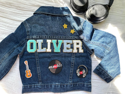 Personalized Kids Denim Jacket - Custom Name & Patches - Boys Birthday & Christmas Gift