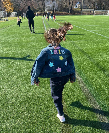 Personalized jean jacket with name | Girl Spring Outfit | Girl Clothing | Handmade | 100 percent Cotton