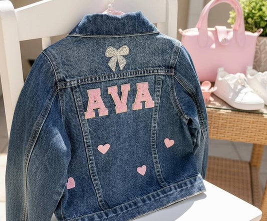 Personalized Kids Jean Jacket: Custom Patches & Letters; Gift for Children