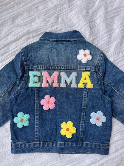 Personalized jean jacket with name | Girl Spring Outfit | Girl Clothing | Handmade | 100 percent Cotton