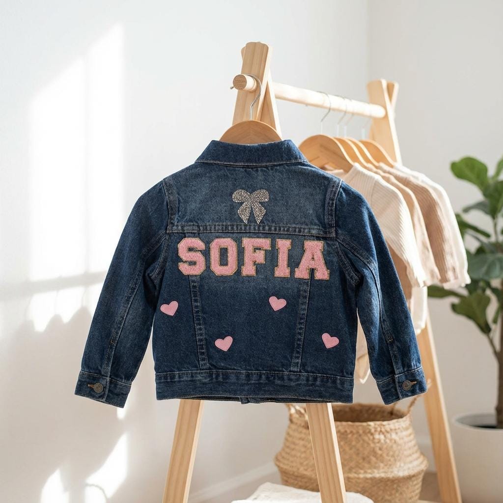 Personalized Kids Jean Jacket: Custom Patches, Kids Valentine's Day Gift