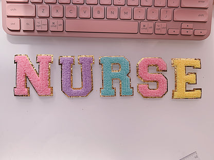 2.36” NURSE patch, Custom sweatshirt, chenille patch, chenille letters, iron on patch, chenille patch for sweatshirt, graduation gift