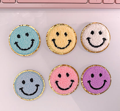 Self-adhesive Smiley face | chenille patch | stick on patches | personalized gifts| patch for laptops | patch for phone | sticker patches |