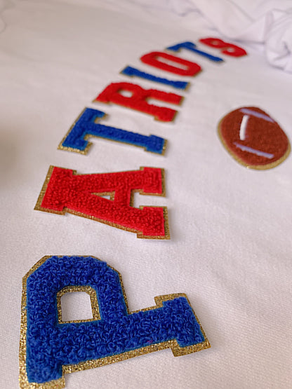 2.35 Inch Chenille letters | Game day shirts | chenille patches | iron on patch | iron on letters | football patches | football team shirts