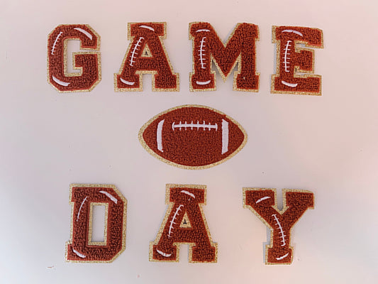 2.35 Inch football Chenille letters Football patches Gameday shirt chenille patches iron on patches iron on letters football shirt