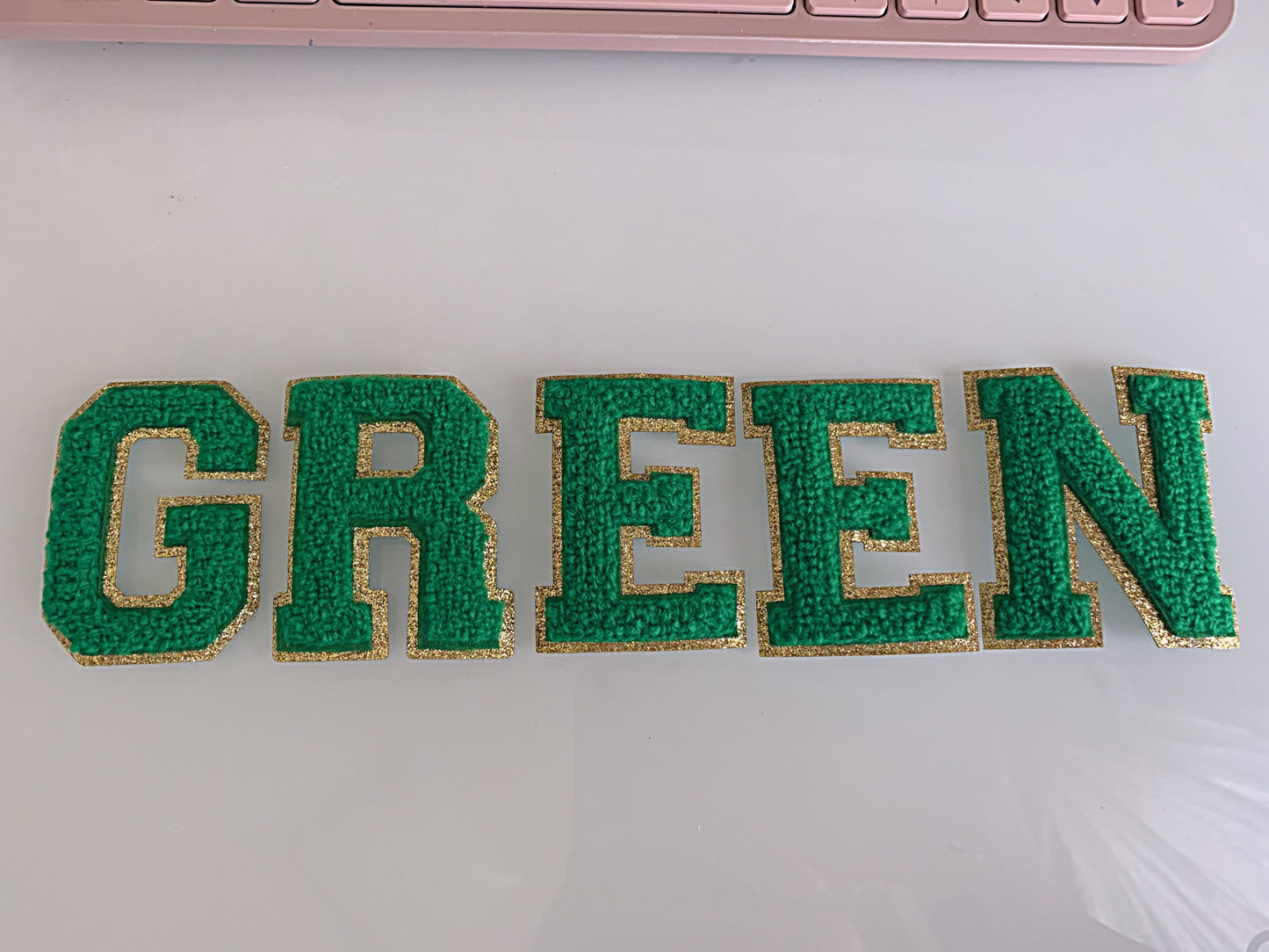 New GREEN 3 Inch Chenille letters  Gameday shirts  chenille letters  iron on patches iron on letters Christmas Sweatshirts