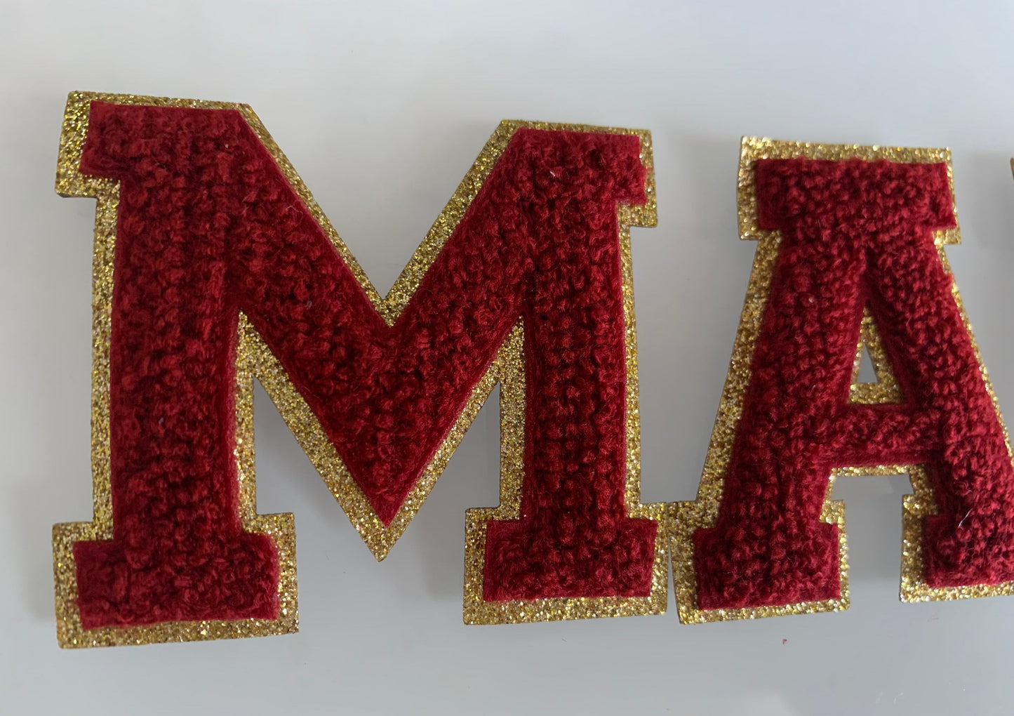 New MAROON | 3 Inch Chenille letters | Game day shirts | chenille patch | iron on patch | iron on letters | Game day shirts |